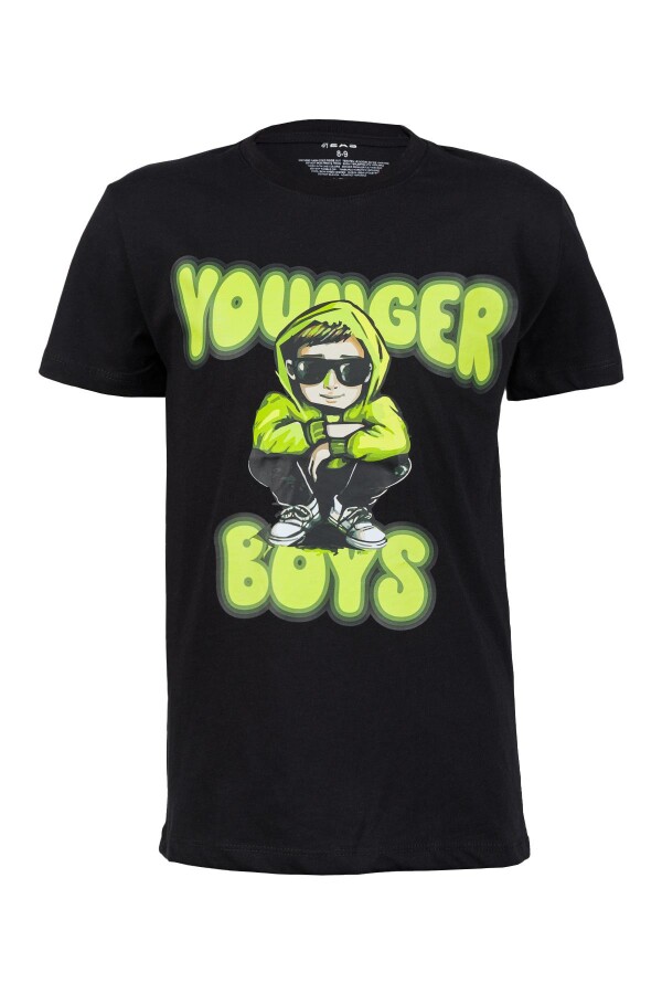 2AS Aja Çocuk Baskılı T-Shirt Siyah 214 - 2AS