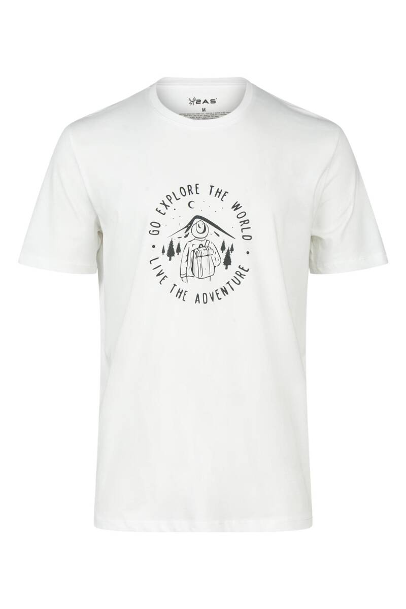 2AS Alex Baskılı Erkek Sıfır Yaka T-Shirt Beyaz - 1