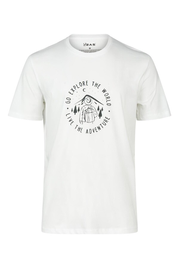 2AS Alex Baskılı Erkek Sıfır Yaka T-Shirt Beyaz - 2AS