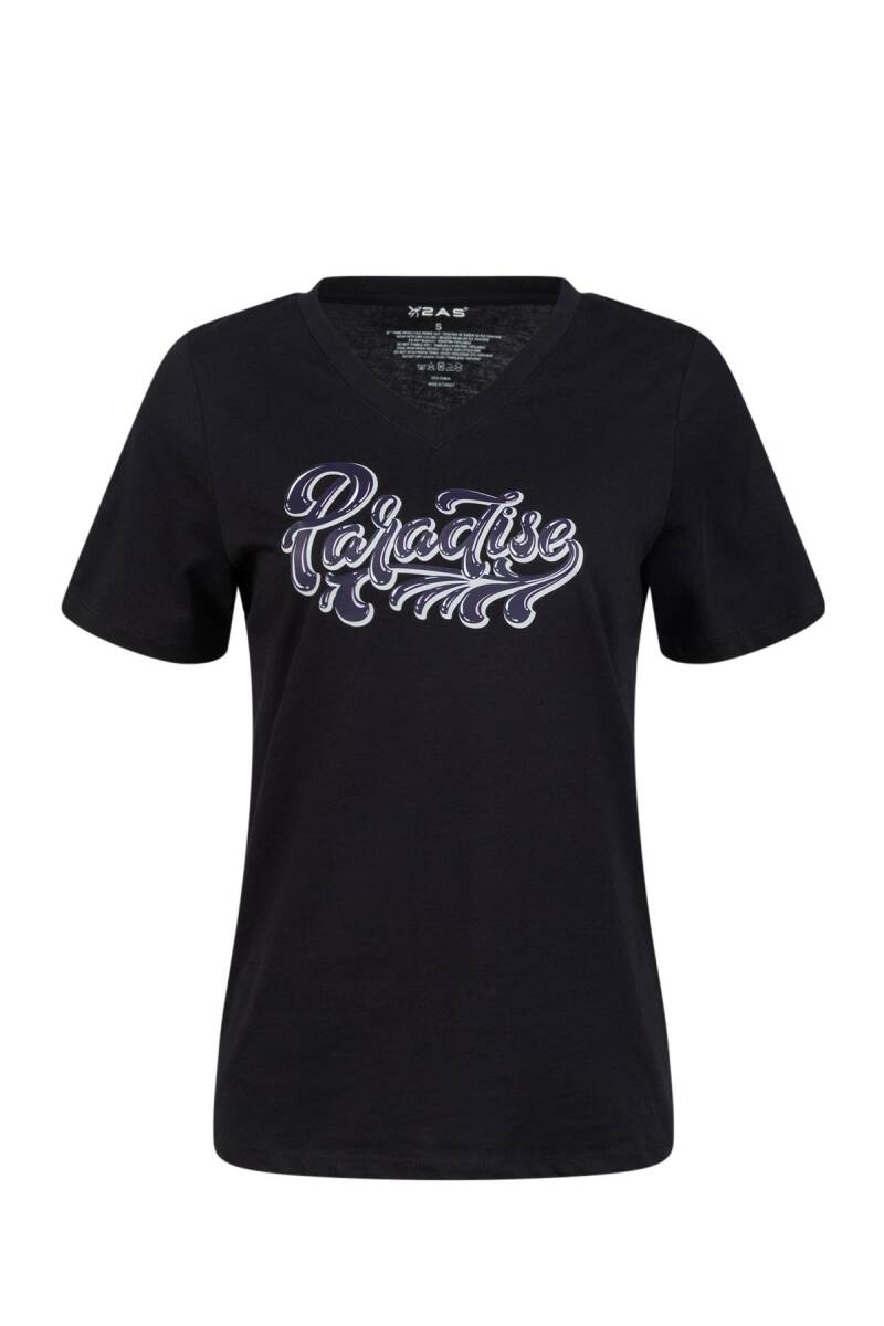 2AS Alone Baskılı V Yaka Kadın T-Shirt 406 - 1