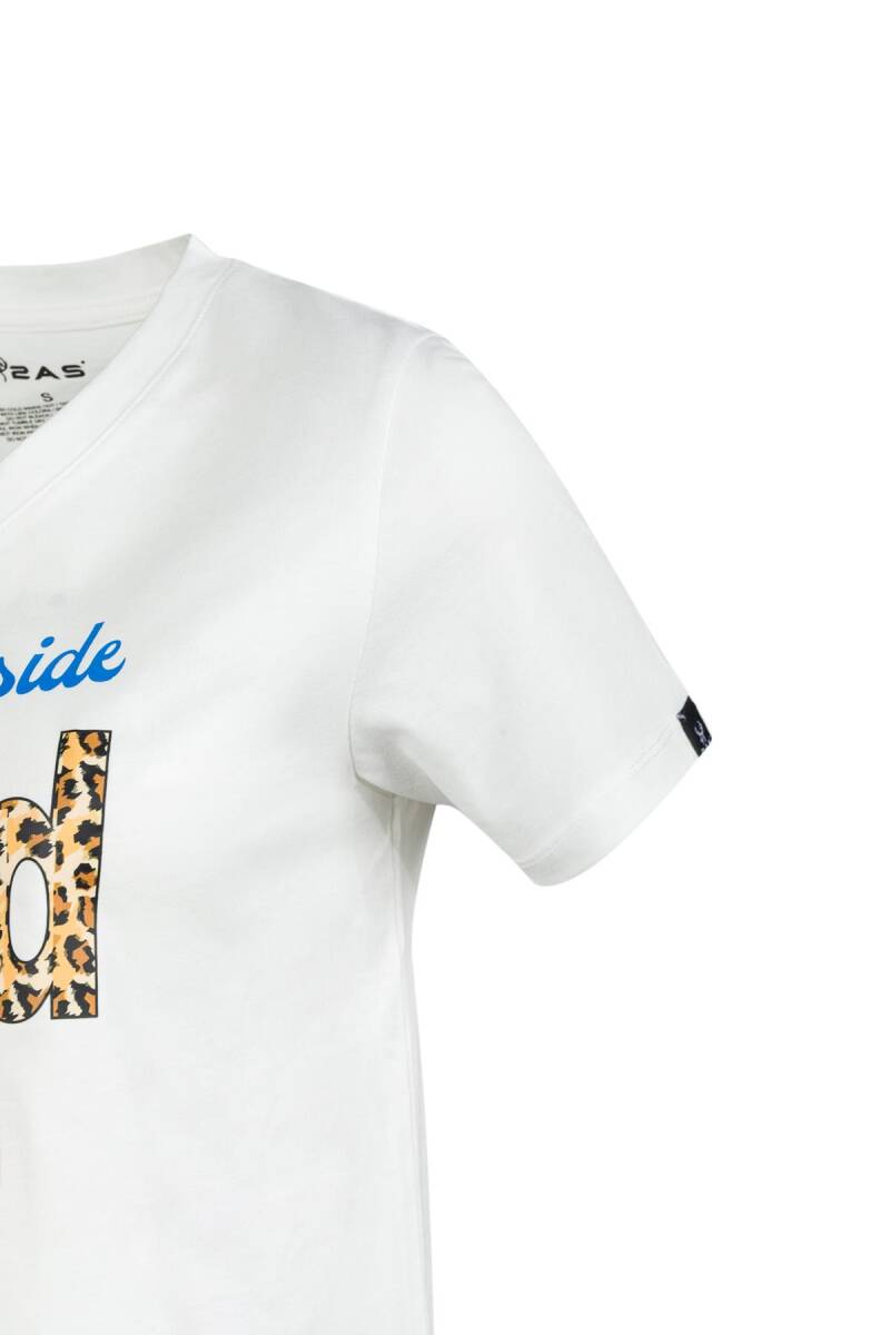 2AS Alone Baskılı V Yaka Kadın T-Shirt 410 - 3