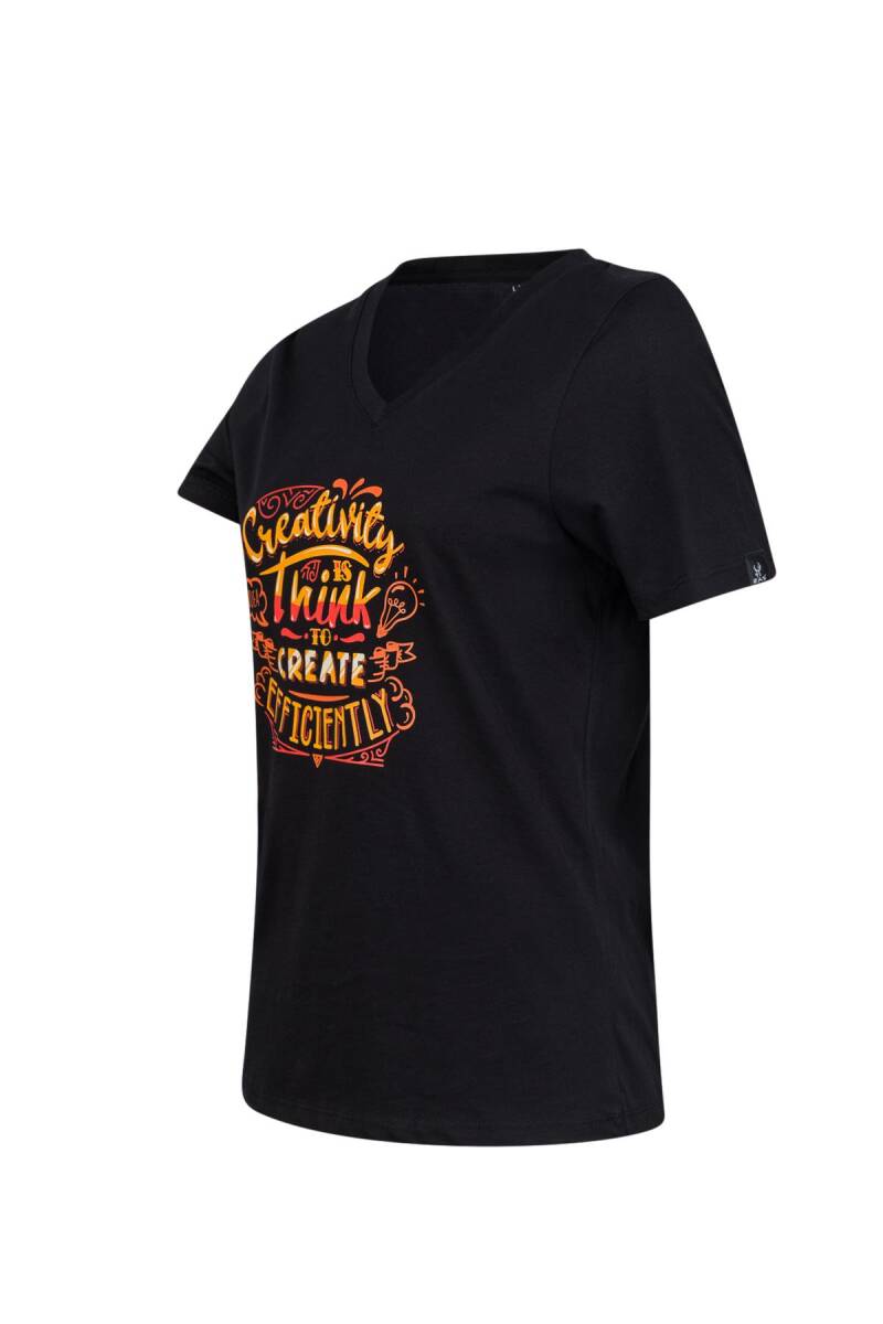 2AS Alone Baskılı V Yaka Kadın T-Shirt 411 - 2