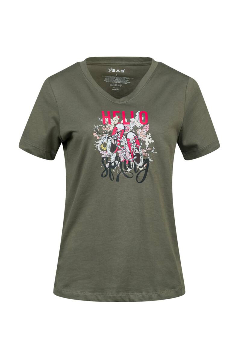 2AS Alone Baskılı V Yaka Kadın T-Shirt 402 - 1