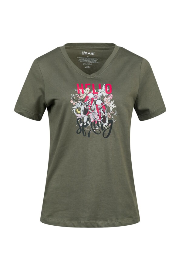 2AS Alone Baskılı V Yaka Kadın T-Shirt 402 - 2AS