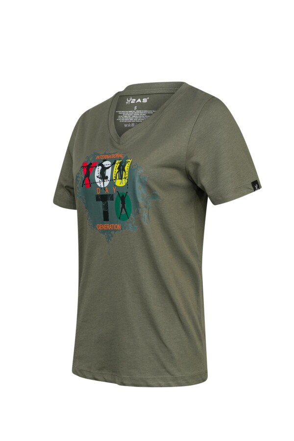 2AS Alone Baskılı V Yaka Kadın T-Shirt 403 - 2AS (1)