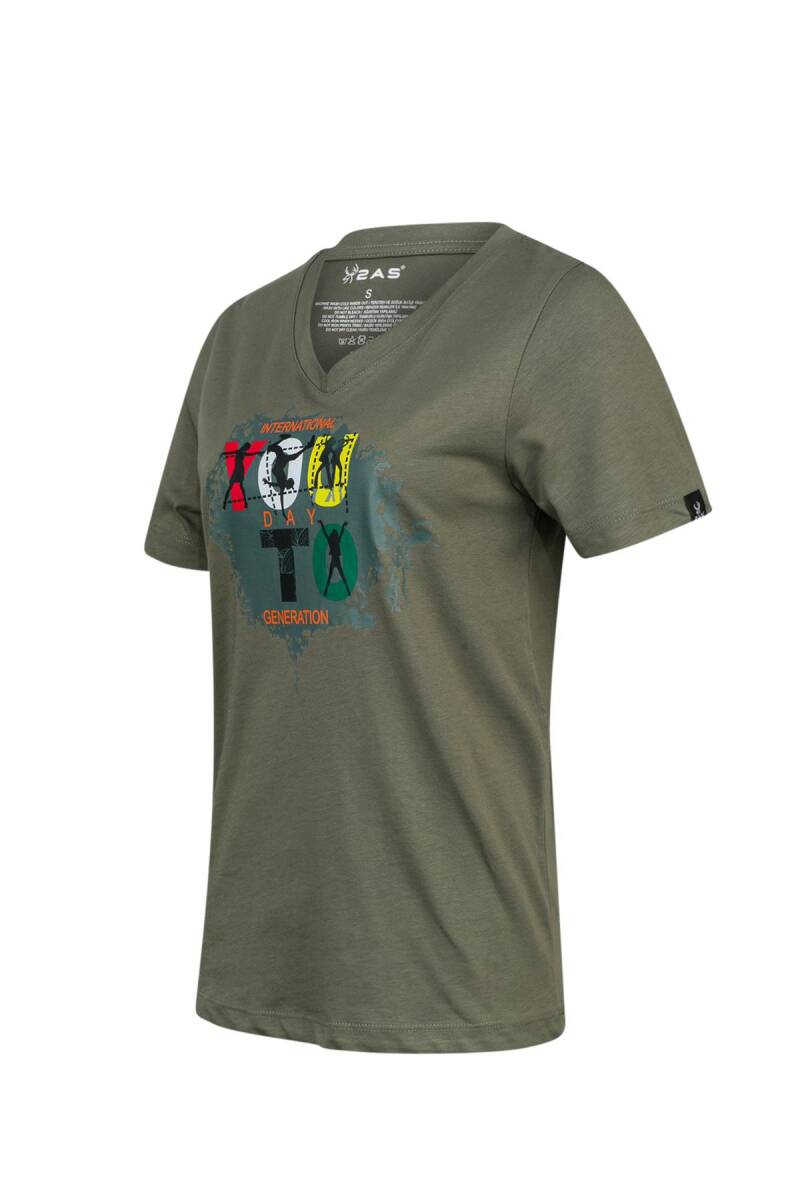 2AS Alone Baskılı V Yaka Kadın T-Shirt 403 - 2