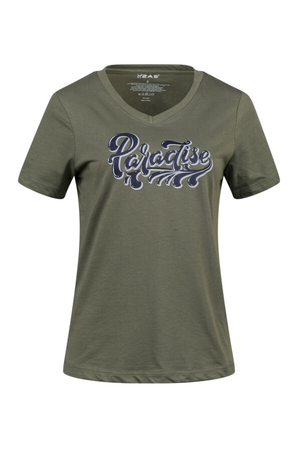 2AS Alone Baskılı V Yaka Kadın T-Shirt 406 - 2AS