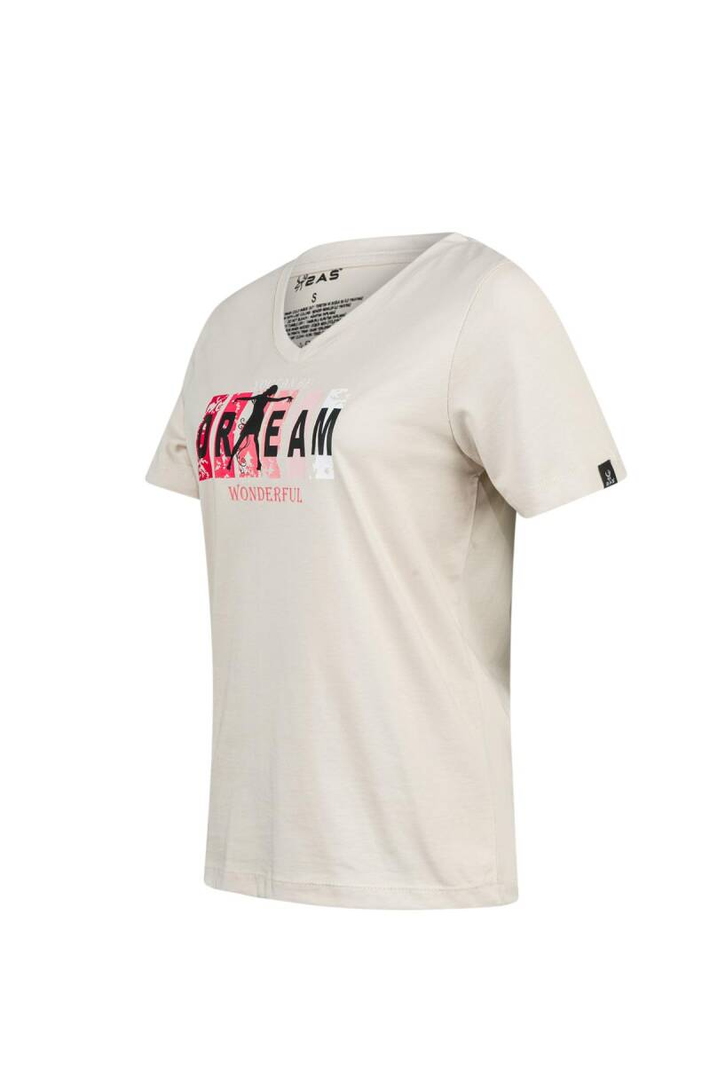 2AS Alone Baskılı V Yaka Kadın T-Shirt 404 - 2