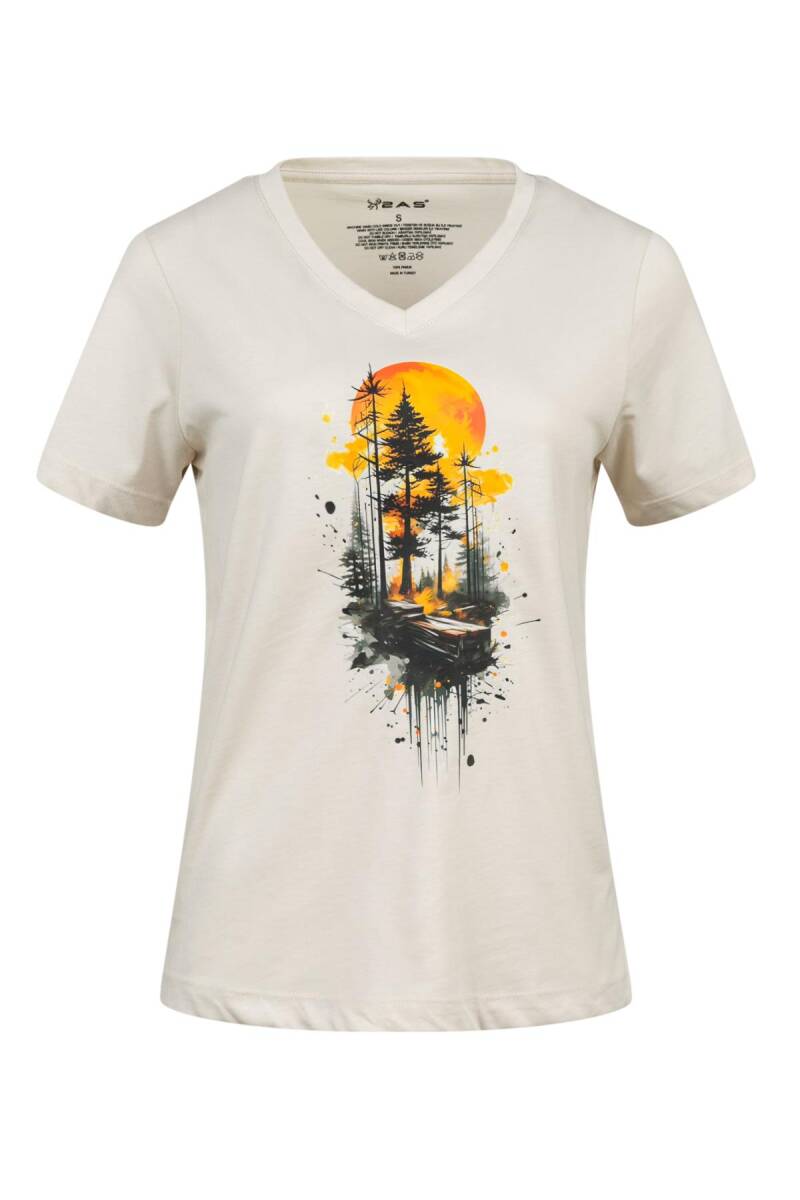 2AS Alone Baskılı V Yaka Kadın T-Shirt 413 - 1