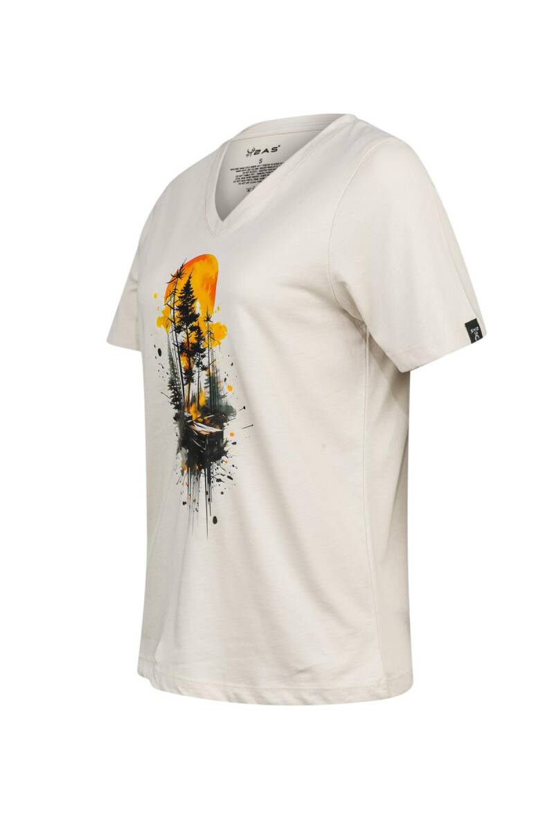 2AS Alone Baskılı V Yaka Kadın T-Shirt 413 - 2