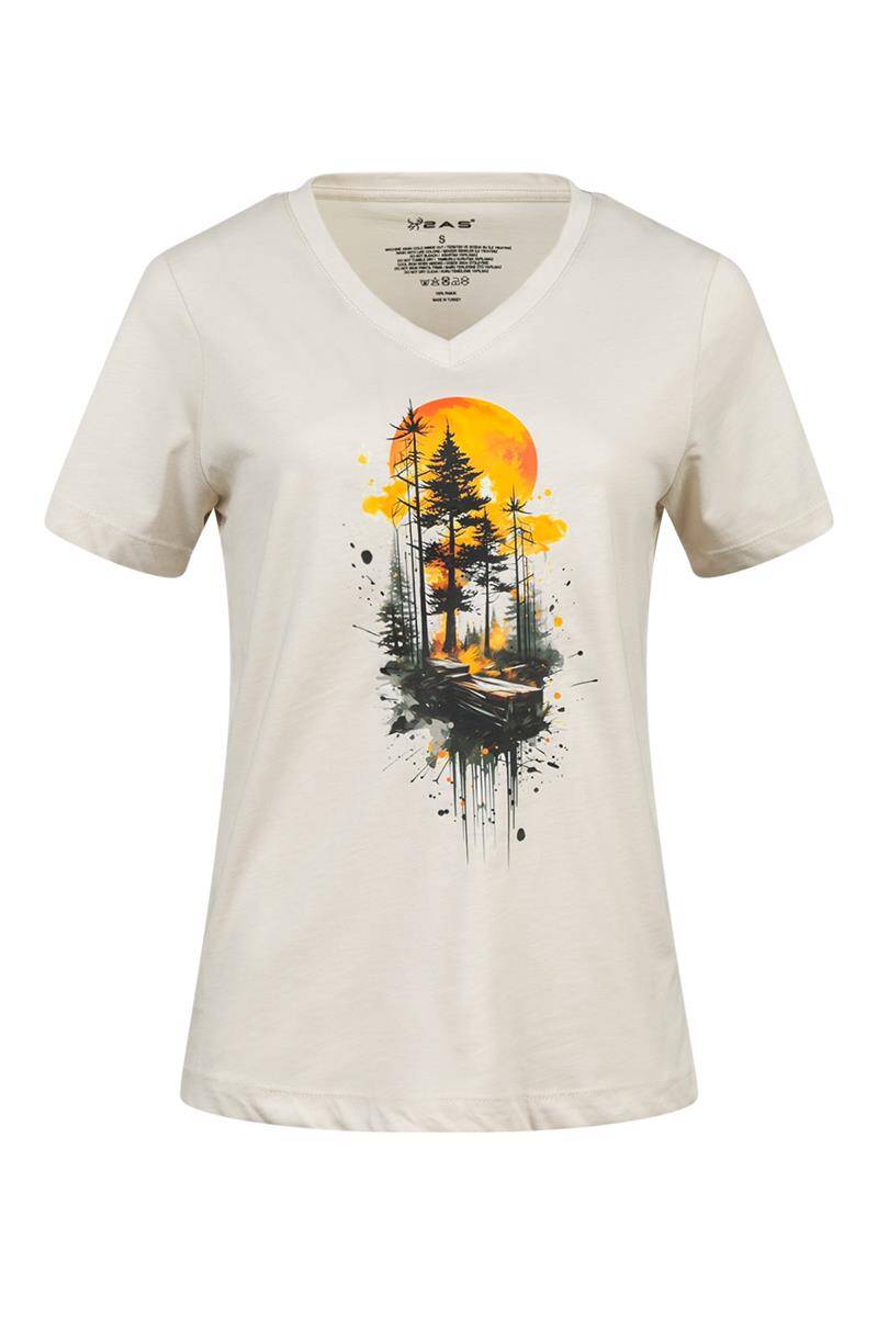 2AS Alone Baskılı V Yaka Kadın T-Shirt 413 - 1