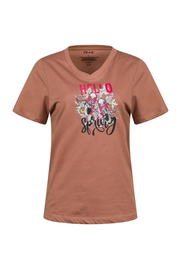 2AS Alone Baskılı V Yaka Kadın T-Shirt 402 - 2AS