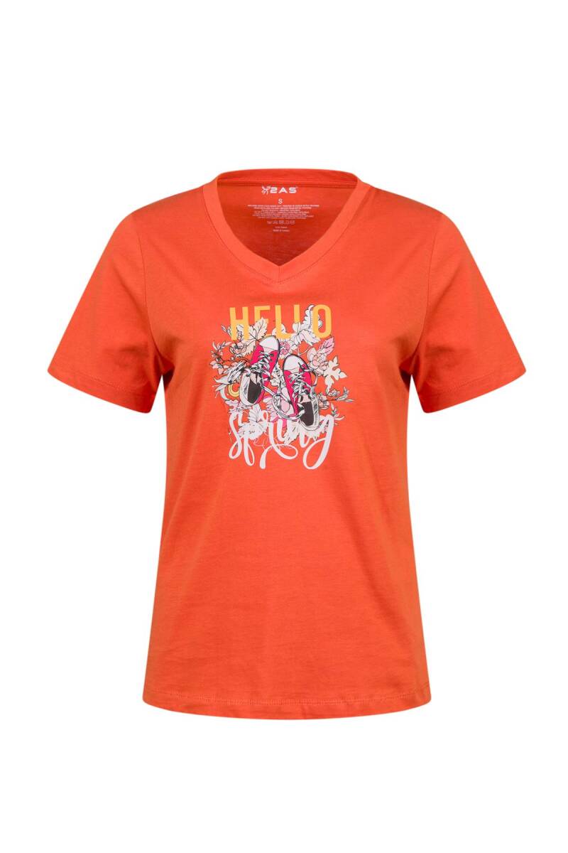 2AS Alone Baskılı V Yaka Kadın T-Shirt 402 - 1