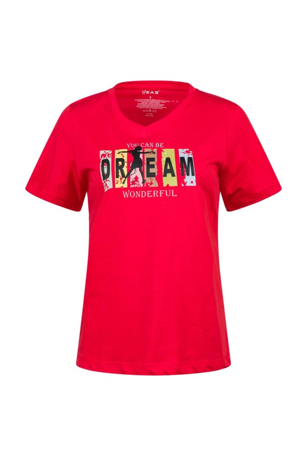 2AS Alone Baskılı V Yaka Kadın T-Shirt 404 - 2AS