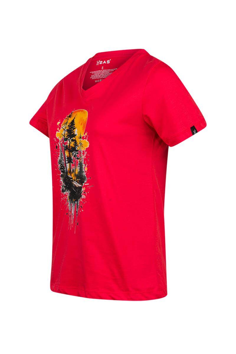 2AS Alone Baskılı V Yaka Kadın T-Shirt 413 - 2