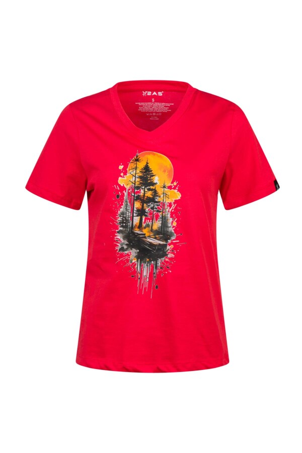 2AS Alone Baskılı V Yaka Kadın T-Shirt 413 - 2AS