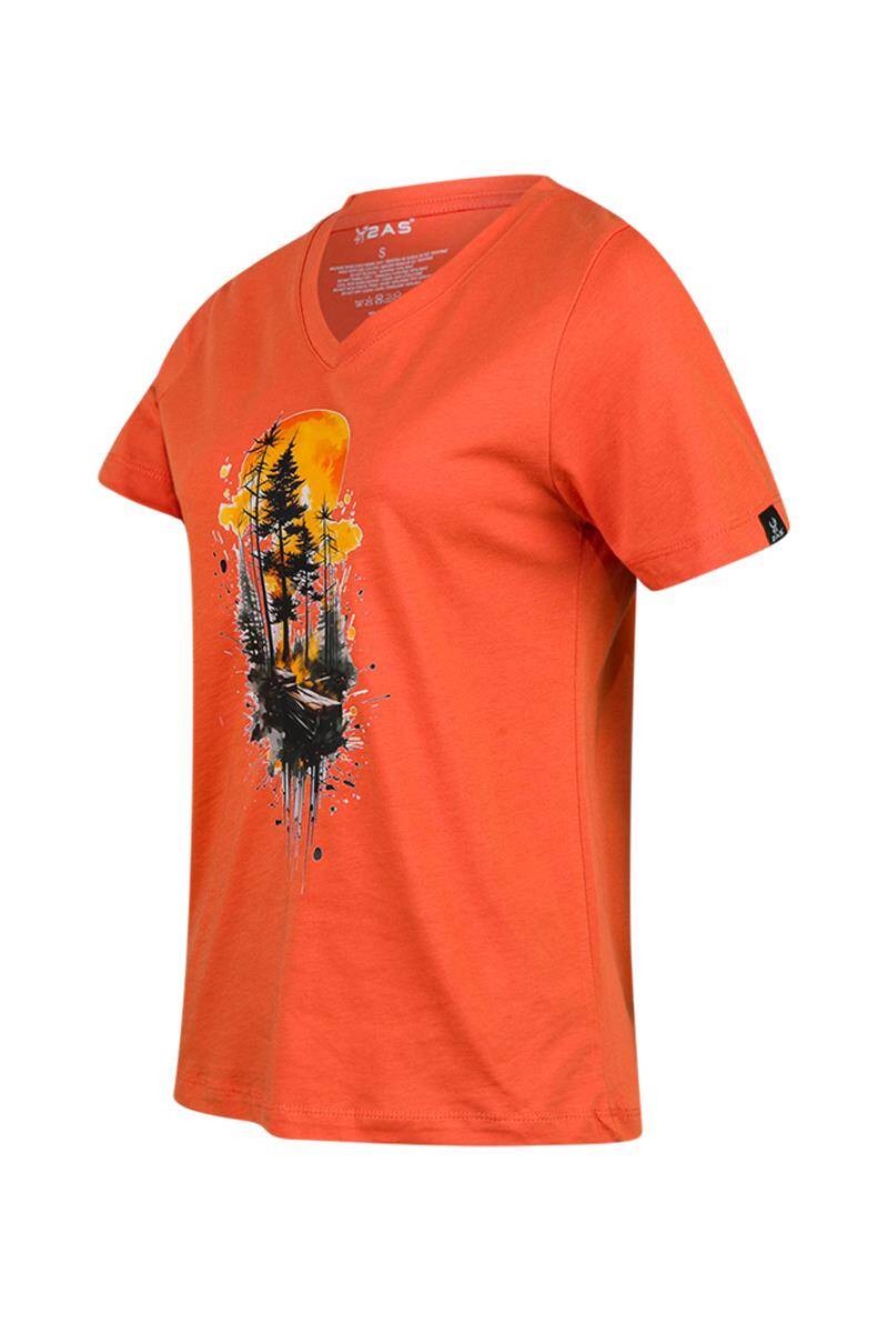 2AS Alone Baskılı V Yaka Kadın T-Shirt 413 - 2