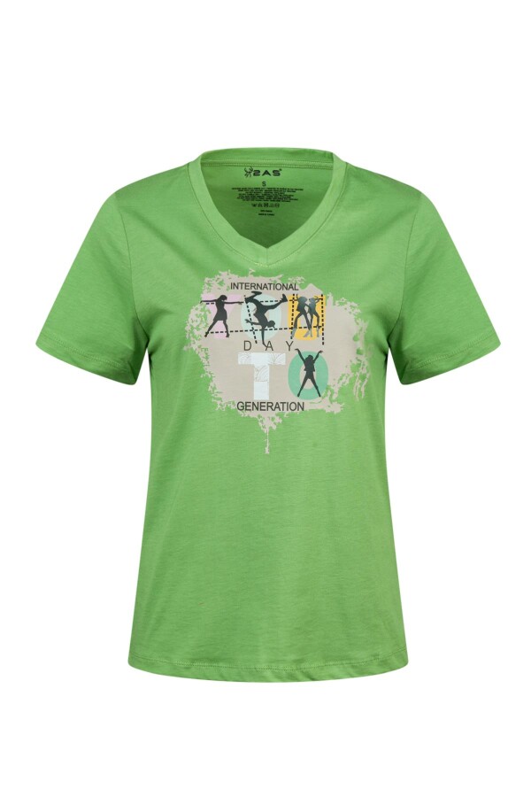 2AS Alone Baskılı V Yaka Kadın T-Shirt 403 - 2AS