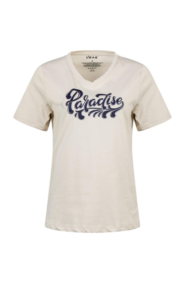 2AS Alone Baskılı V Yaka Kadın T-Shirt 406 - 2AS