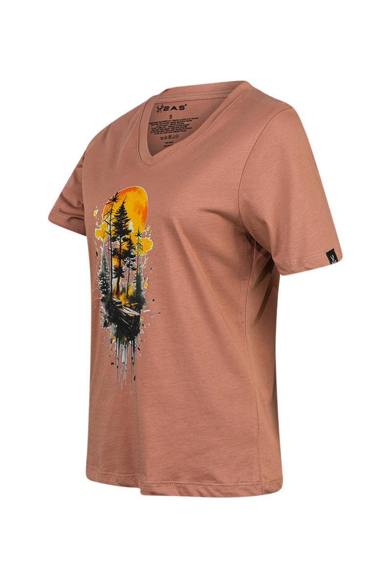 2AS Alone Baskılı V Yaka Kadın T-Shirt 413 - 2
