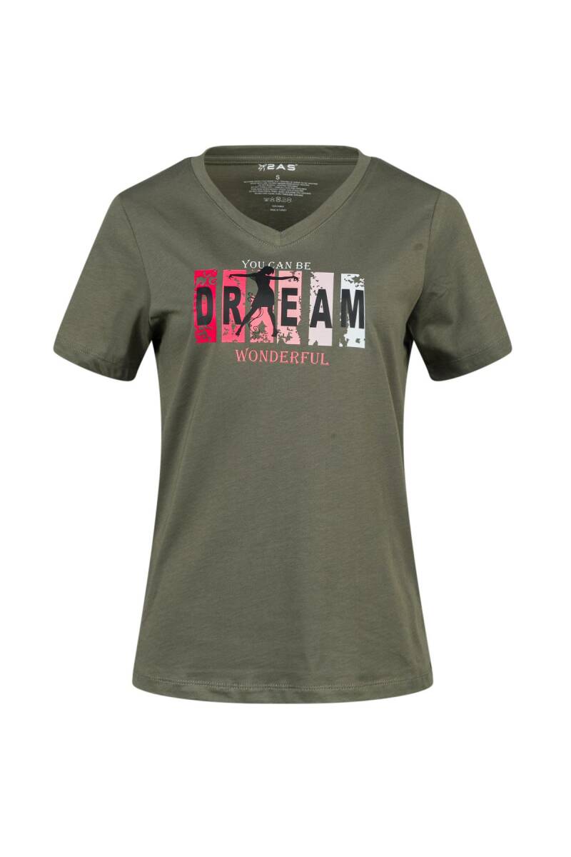 2AS Alone Baskılı V Yaka Kadın T-Shirt 404 - 1