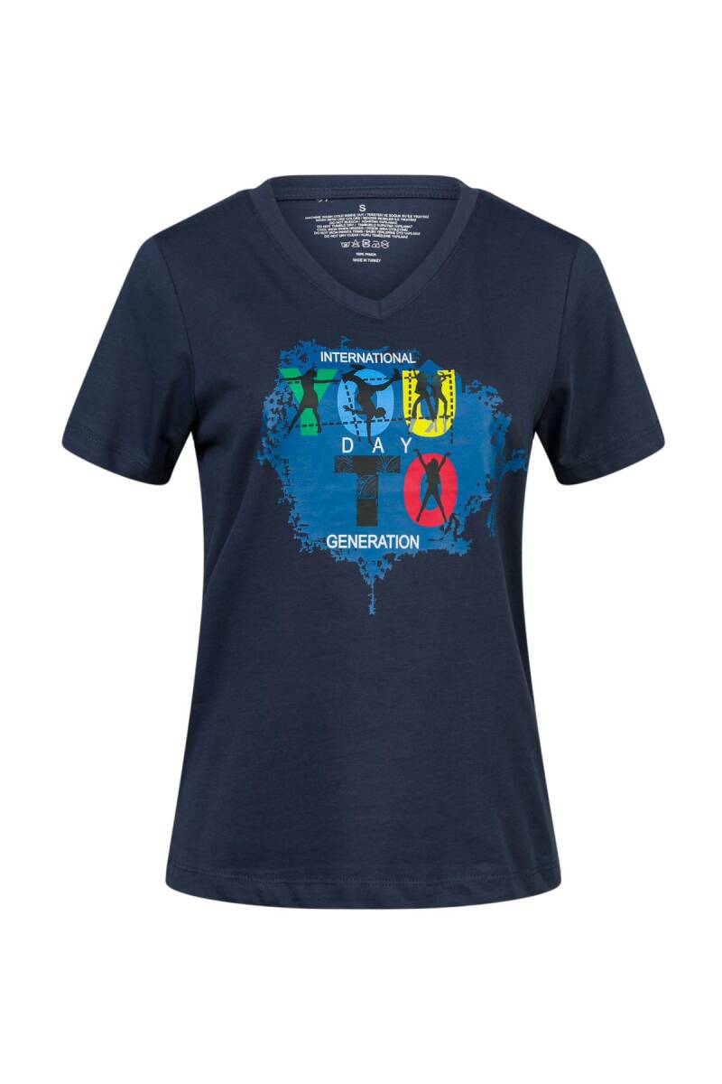 2AS Alone Baskılı V Yaka Kadın T-Shirt 403 - 1