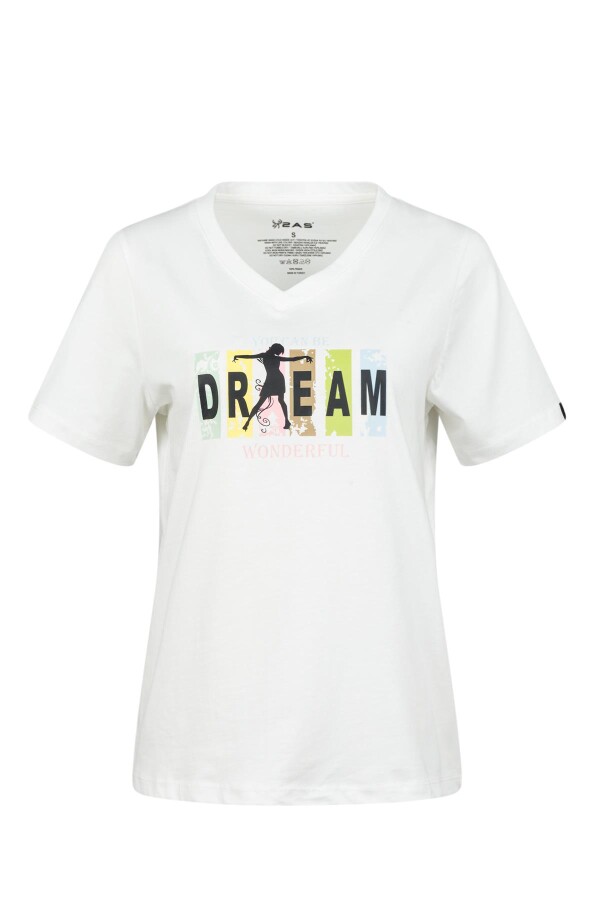 2AS Alone Baskılı V Yaka Kadın T-Shirt 404 - 2AS