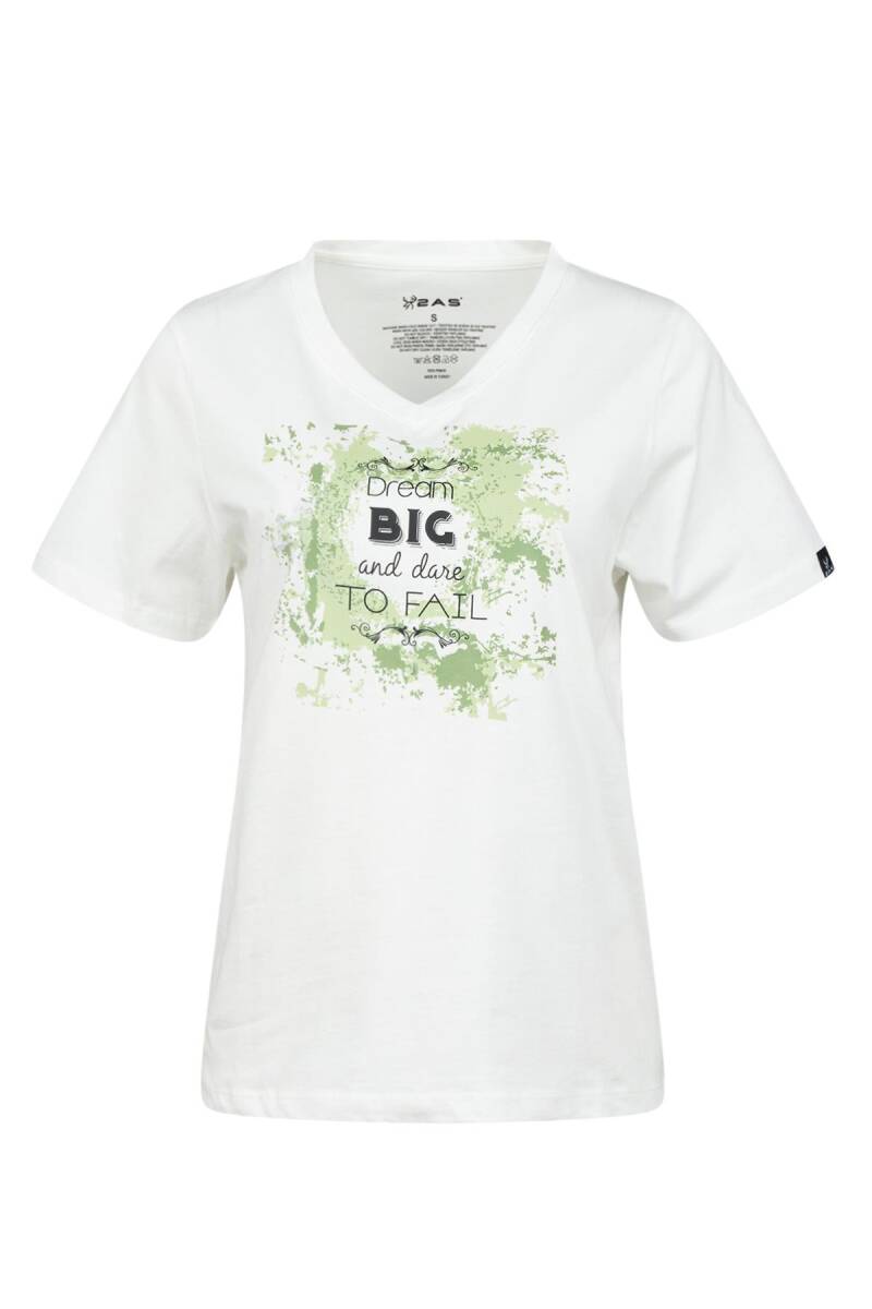 2AS Alone Baskılı V Yaka Kadın T-Shirt 405 - 1