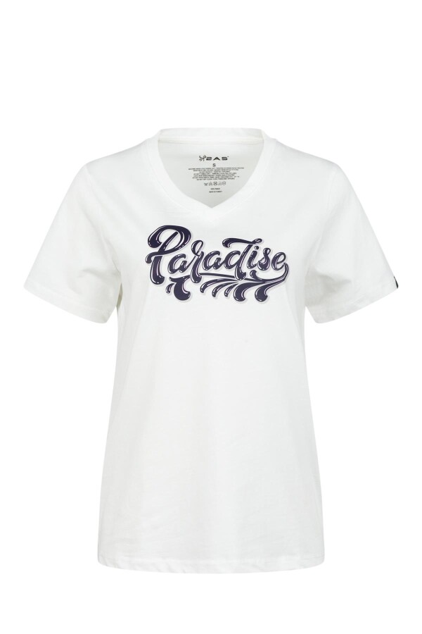 2AS Alone Baskılı V Yaka Kadın T-Shirt 406 - 2AS