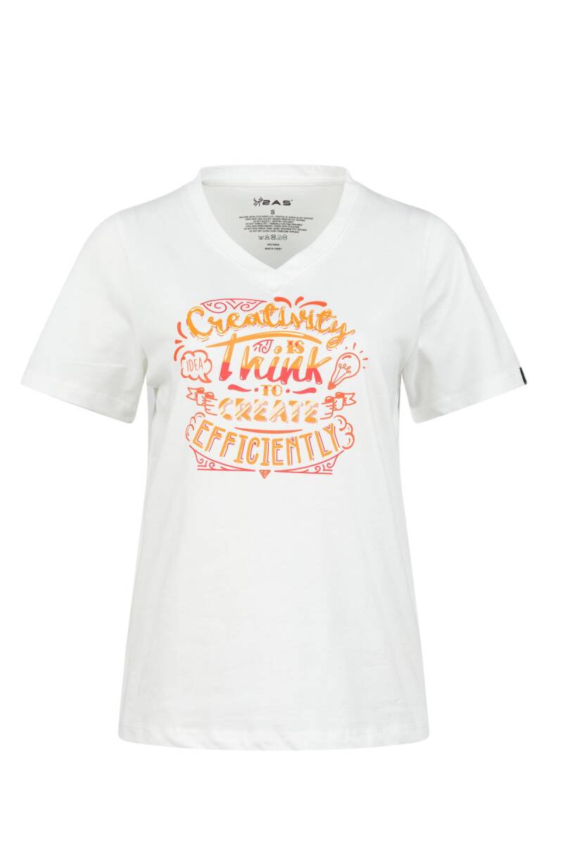 2AS Alone Baskılı V Yaka Kadın T-Shirt 411 - 1