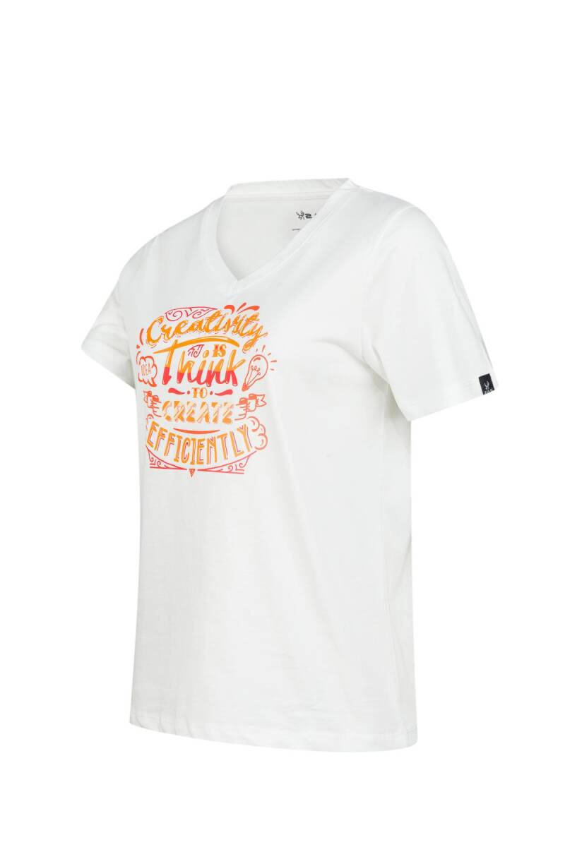 2AS Alone Baskılı V Yaka Kadın T-Shirt 411 - 2