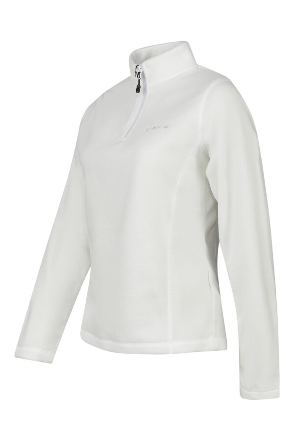 2AS Camila Kadın Yarım Fermuarlı İnce Polar Sweatshirt Beyaz - 2AS (1)