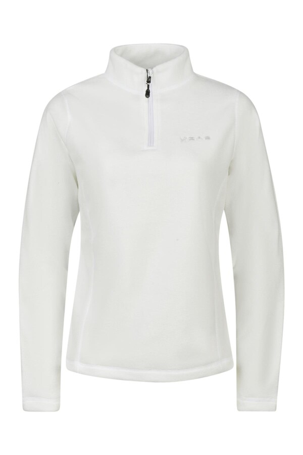 2AS Camila Kadın Yarım Fermuarlı İnce Polar Sweatshirt Beyaz - 2AS