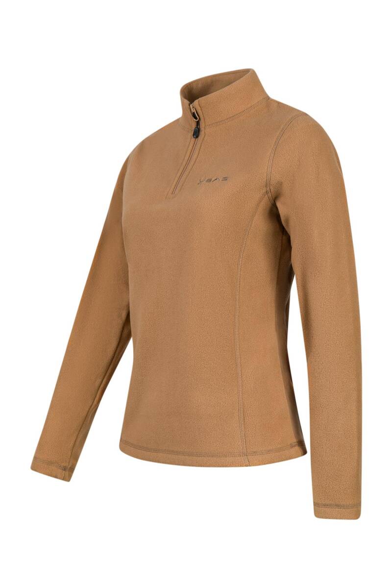 2AS Camila Kadın Yarım Fermuarlı İnce Polar Sweatshirt Camel - 2