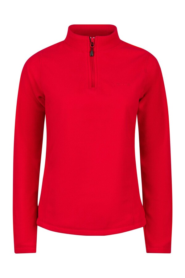 2AS Camila Kadın Yarım Fermuarlı İnce Polar Sweatshirt Kırmızı - 2AS