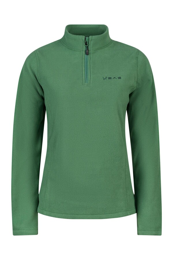 2AS Camila Kadın Yarım Fermuarlı İnce Polar Sweatshirt Yeşil - 2AS