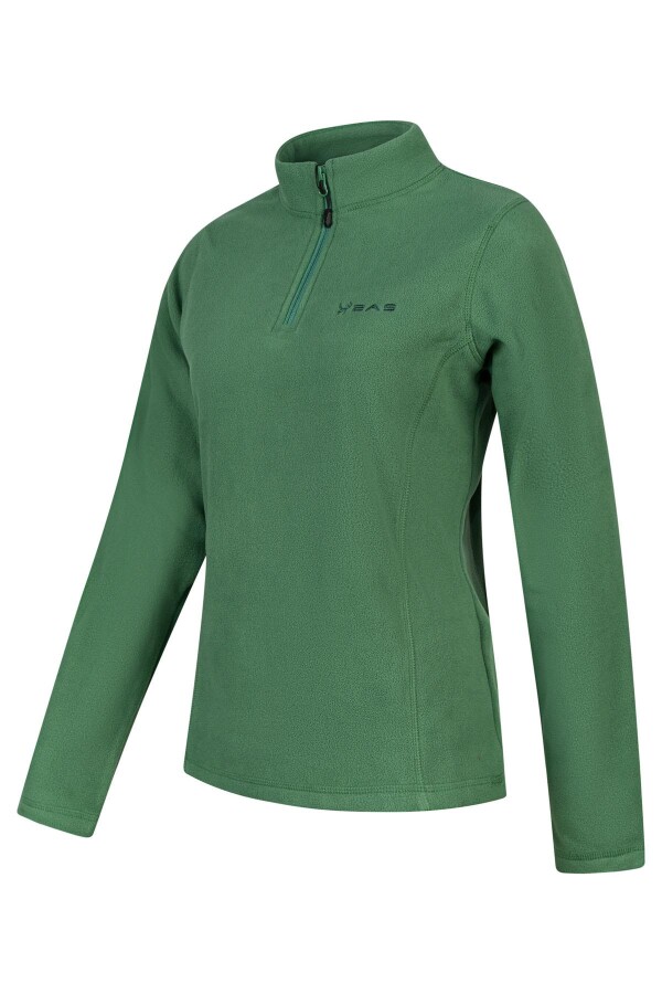 2AS Camila Kadın Yarım Fermuarlı İnce Polar Sweatshirt Yeşil - 2AS (1)