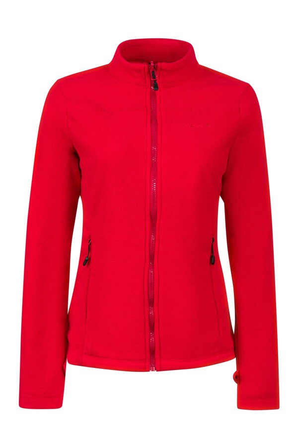 2AS Cara Kadın Tam Fermuarlı İnce Polar Sweatshirt Kırmızı - 2AS