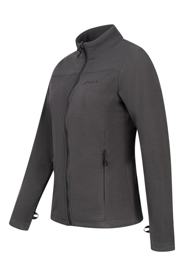 2AS Cara Kadın Tam Fermuarlı İnce Polar Sweatshirt Antrasit - 2AS (1)