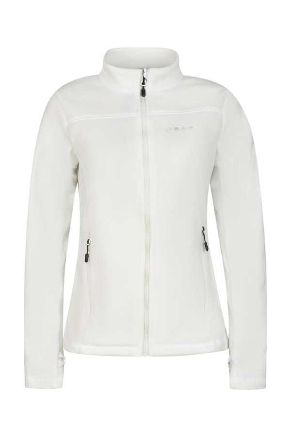 2AS Cara Kadın Tam Fermuarlı İnce Polar Sweatshirt Beyaz - 2AS