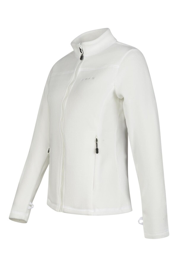 2AS Cara Kadın Tam Fermuarlı İnce Polar Sweatshirt Beyaz - 2AS (1)