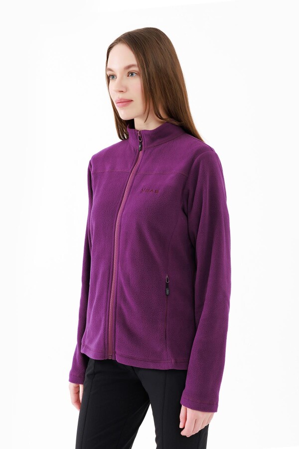 2AS Cara Kadın Tam Fermuarlı İnce Polar Sweatshirt Mor - 2AS