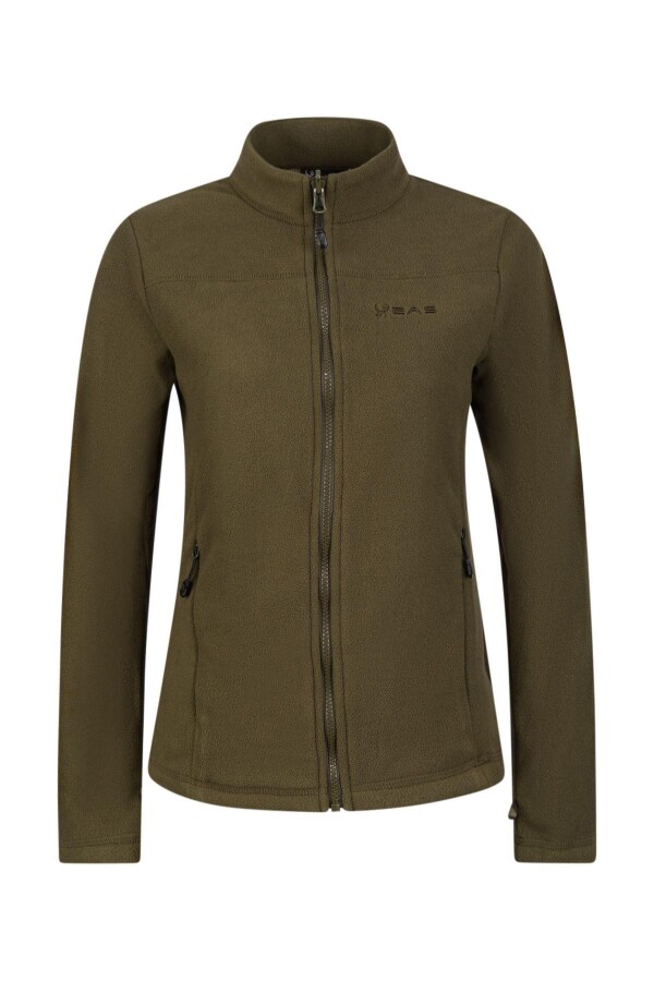 2AS Cara Kadın Tam Fermuarlı İnce Polar Sweatshirt Haki - 2AS