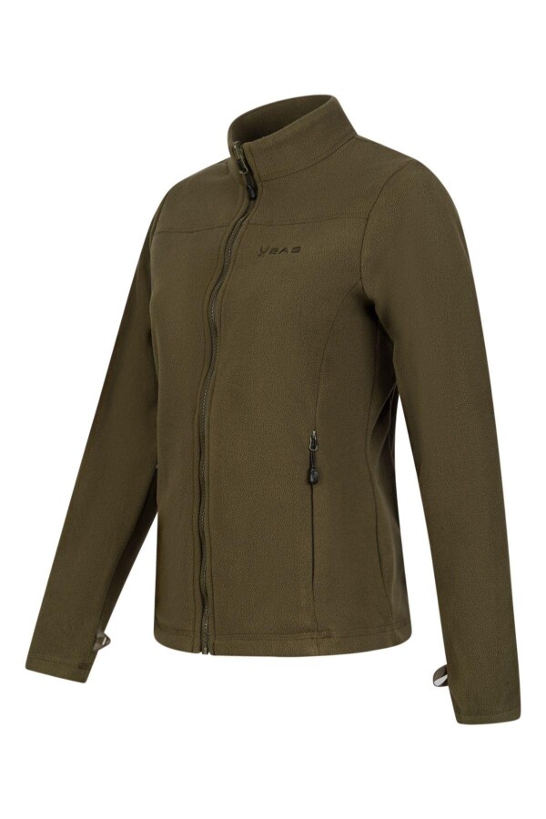 2AS Cara Kadın Tam Fermuarlı İnce Polar Sweatshirt Haki - 2AS (1)