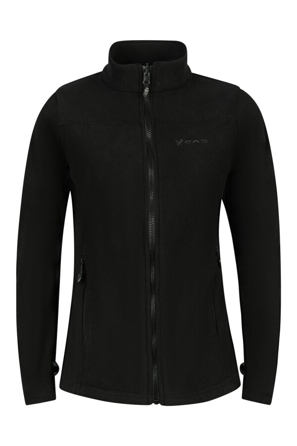 2AS Cara Kadın Tam Fermuarlı İnce Polar Sweatshirt Siyah - 2AS