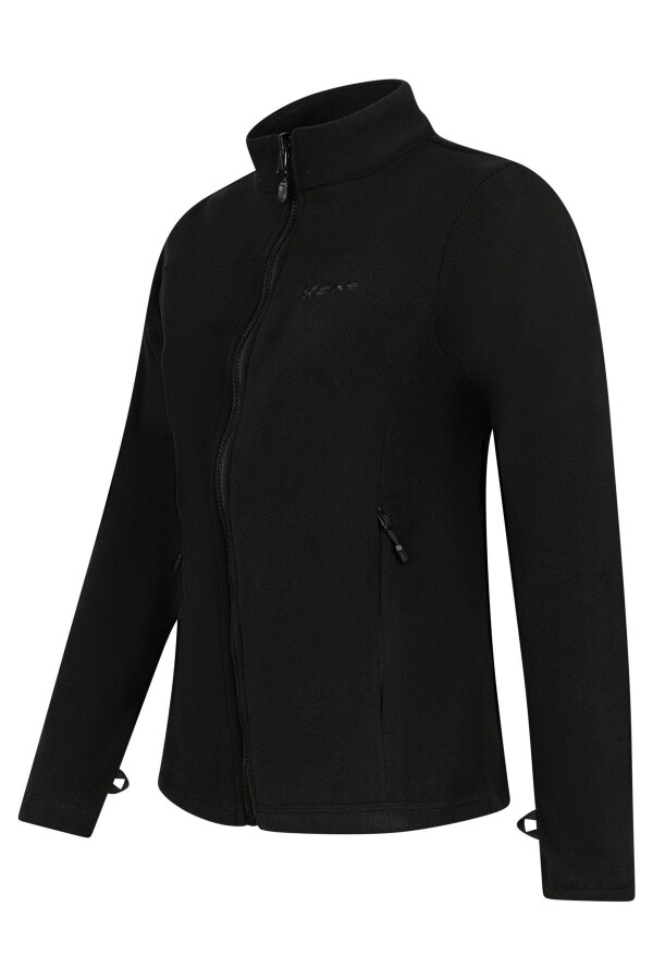 2AS Cara Kadın Tam Fermuarlı İnce Polar Sweatshirt Siyah - 2AS (1)