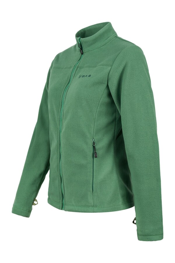 2AS Cara Kadın Tam Fermuarlı İnce Polar Sweatshirt Yeşil - 2AS (1)