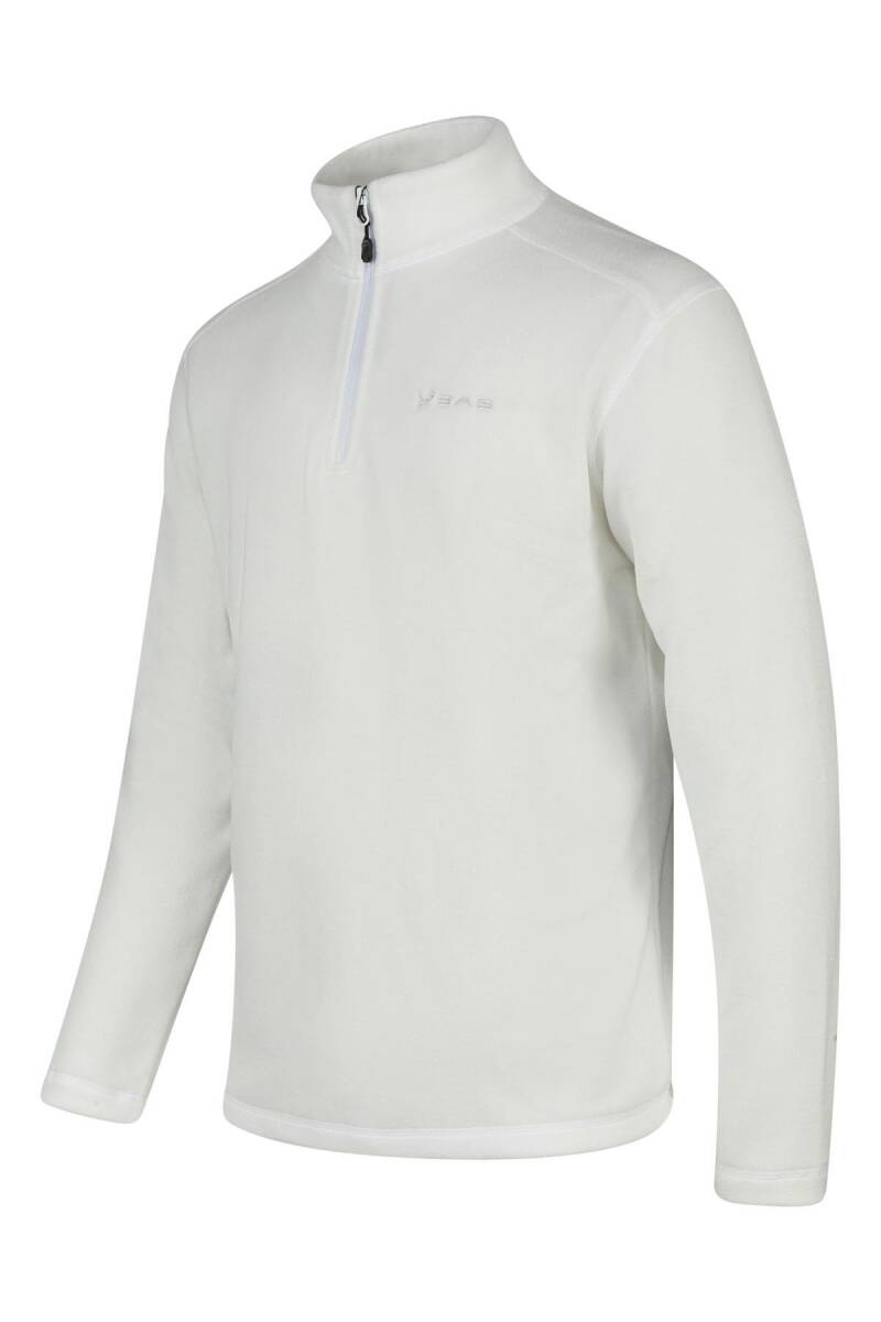 2AS Cedric Erkek Yarım Fermuarlı İnce Polar Sweatshirt Beyaz - 2
