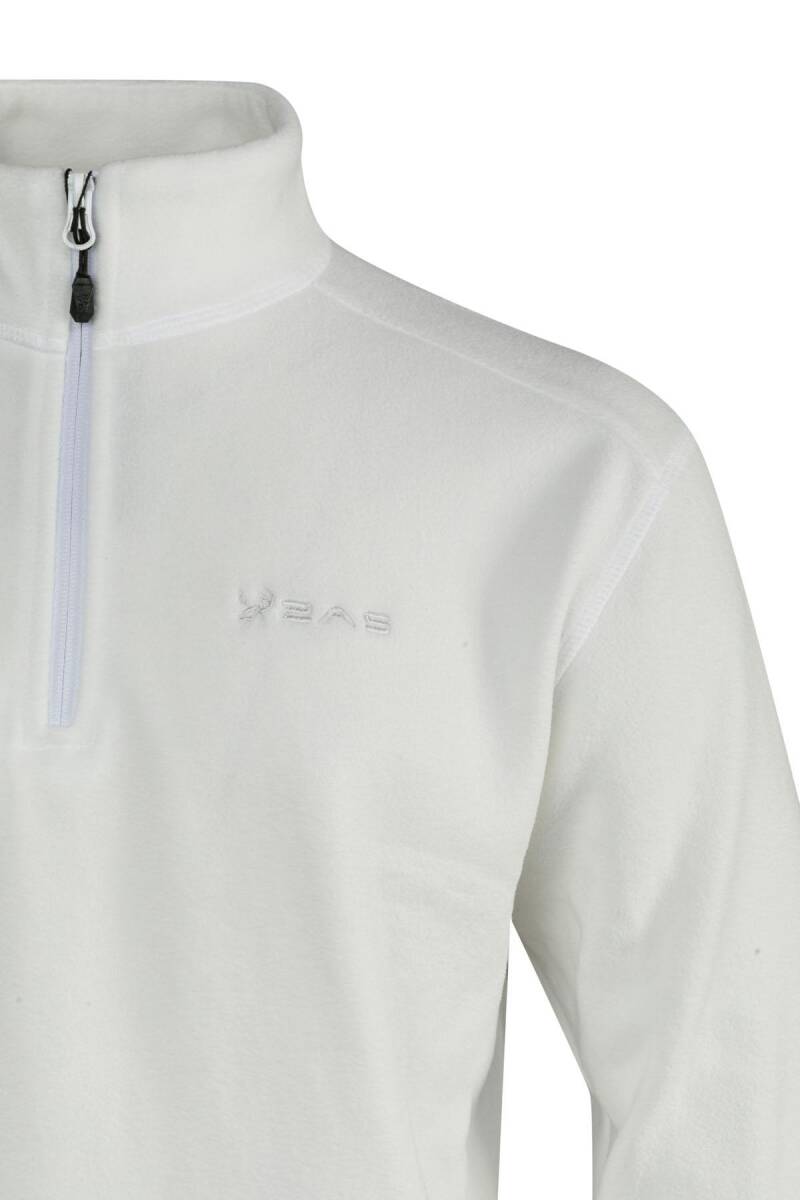2AS Cedric Erkek Yarım Fermuarlı İnce Polar Sweatshirt Beyaz - 3