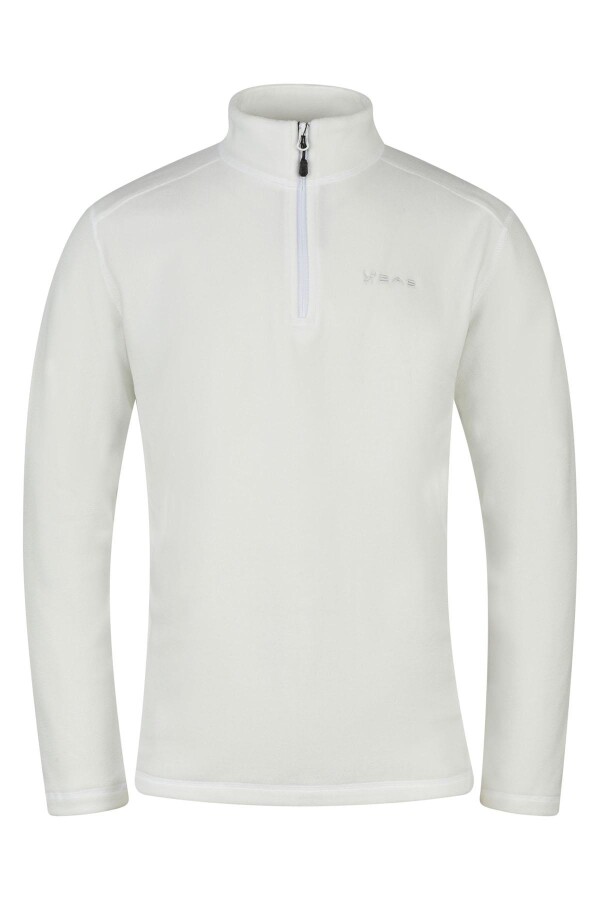 2AS Cedric Erkek Yarım Fermuarlı İnce Polar Sweatshirt Beyaz - 2AS